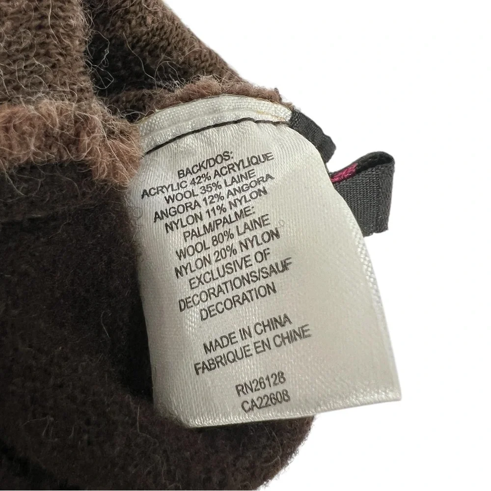 Angora Wool Brown Gloves size Small S with 4 Phone Tip Fingers. Beauty & comfort